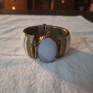 Bone and agate cuff bracelet